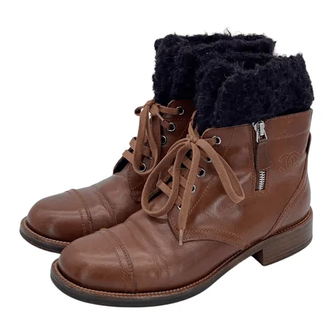 Chanel Vintage Brown Leather Ankle Boots 39.5 - 1