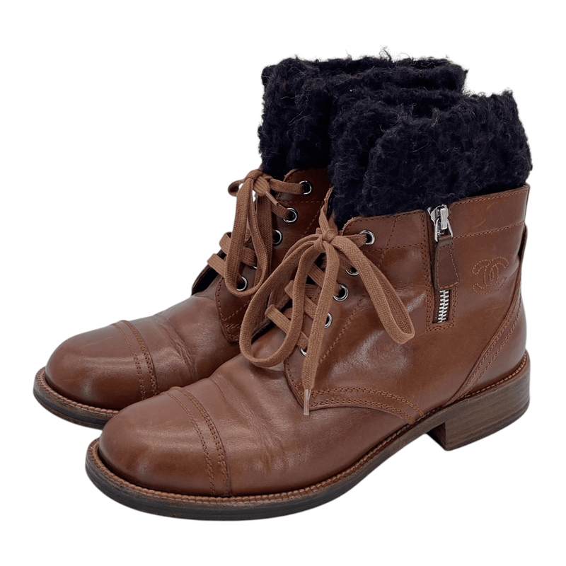 Chanel Vintage Brown Leather Ankle Boots 39.5 - 1