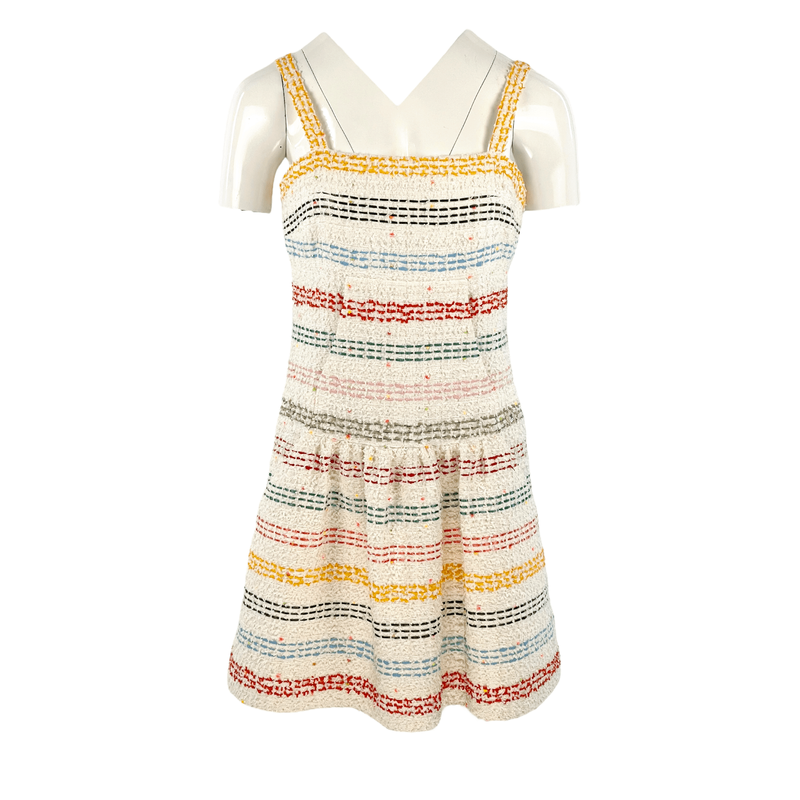 Chanel White Tweed Colorful Stripes Dress 36 - 1