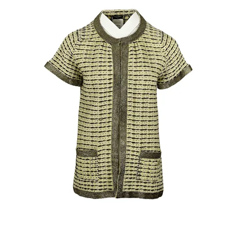 Chanel Yellow White Black Beaded Embellished Cashmere 2011 Jacket 38 - 1