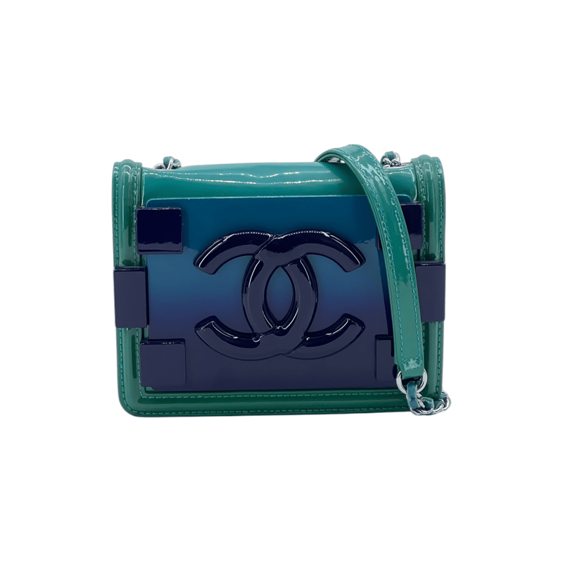 Chanel Turquoise Patent Leather Boy Brick Flap Bag - 1