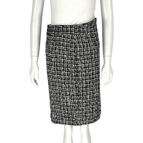 Chanel Black White Tweed Skirt 36 - 1
