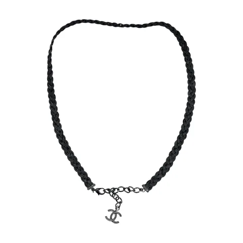 Chanel Black Chain Weave CC Logo Belt 85 - 1