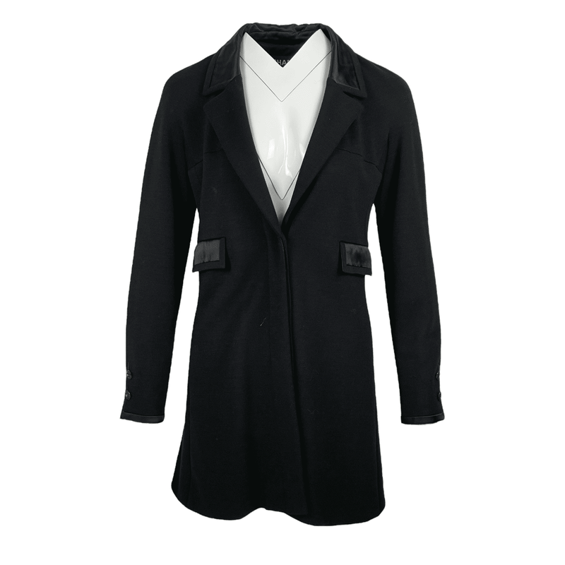 Chanel Black Gersey Wool Satin Trimmings 2007 Jacket 38 - 1