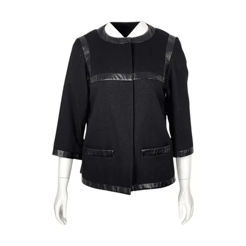 Chanel Black Glitter Leather Detailed Short Jacket 36 - 1