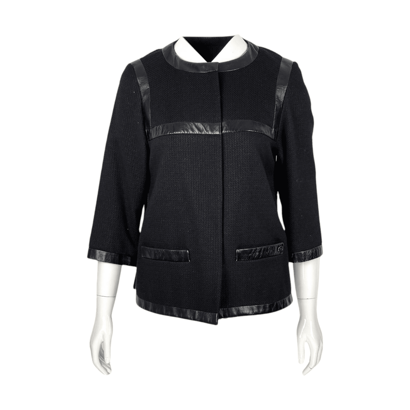 Chanel Black Glitter Leather Detailed Short Jacket 36 - 1