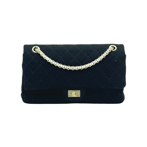 Chanel Black Jersey 2.55 Reissue 226 Double Flap Bag - 1