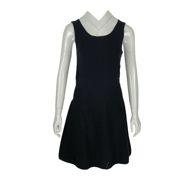 Chanel Black Knitted Sleeveless Dress 40 - 1