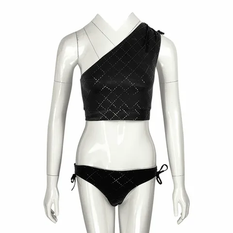 Chanel Black Navy Swimsuit 2 Pieces 38 - 1