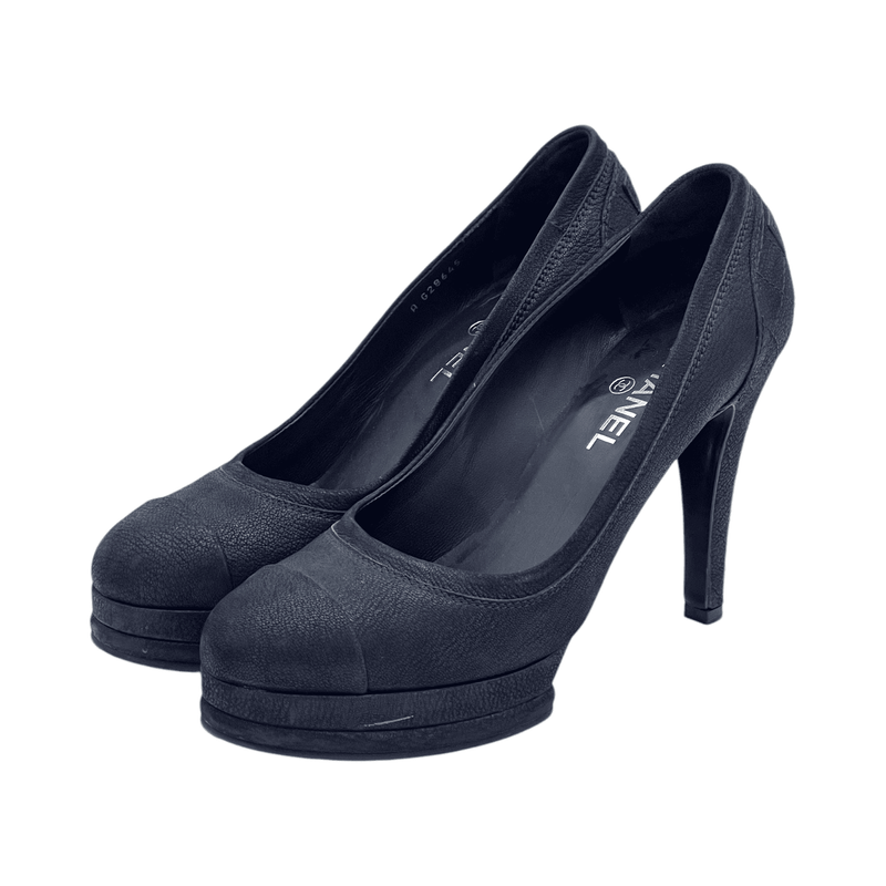 Chanel Black Nubuck Platform Pumps 40.5 - 1