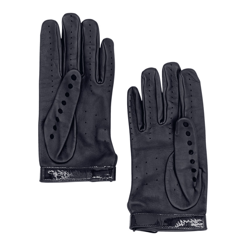 Chanel Black Perforated Leather Gloves 8 - 2