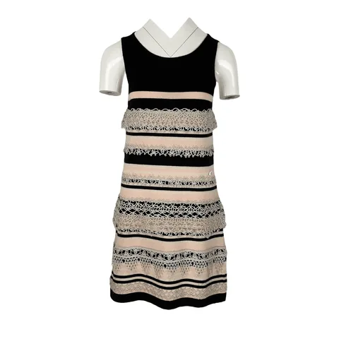 Chanel Black Pink White Cashmere Dress 42 - 1