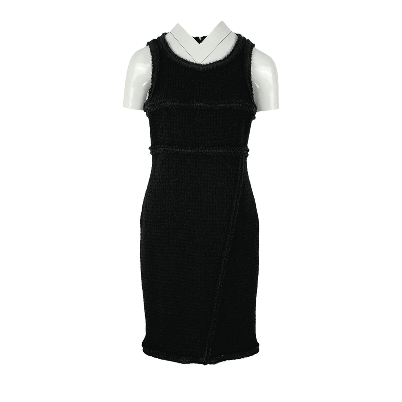 Chanel Black Sleeveless Tweed Dress 42 - 1