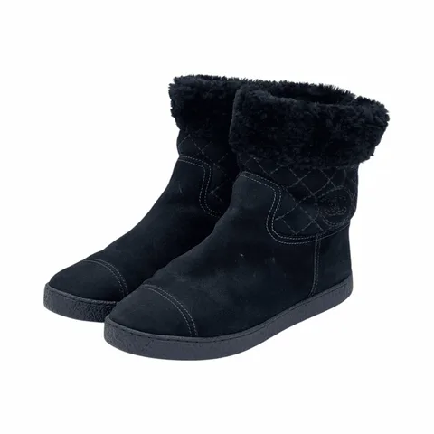 Chanel Black Suede Snow Boots 38 - 1