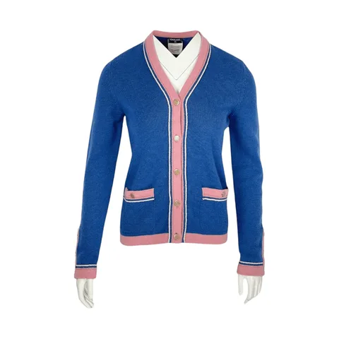 Chanel Blue Barbie Pink Cashmere 2013 Cardigan 36