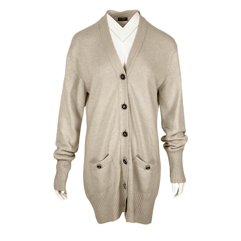 Chanel Cream Cashmere Long Cardigan 38 - 1