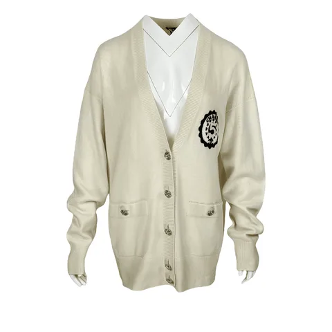 Chanel Ecru Cashmere No 5 2023 Cruise Cardigan 38