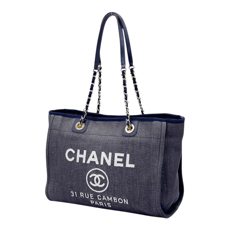 Chanel Dark Blue Denim Small Deauville Tote Bag - 2