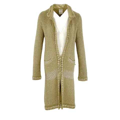 Chanel Gold Vintage Shimmer Knit Cardigan Sweater 38 - 1