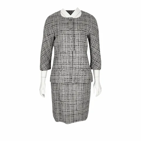 Chanel Gray Blue Striped Skirt Suit 38 - 1