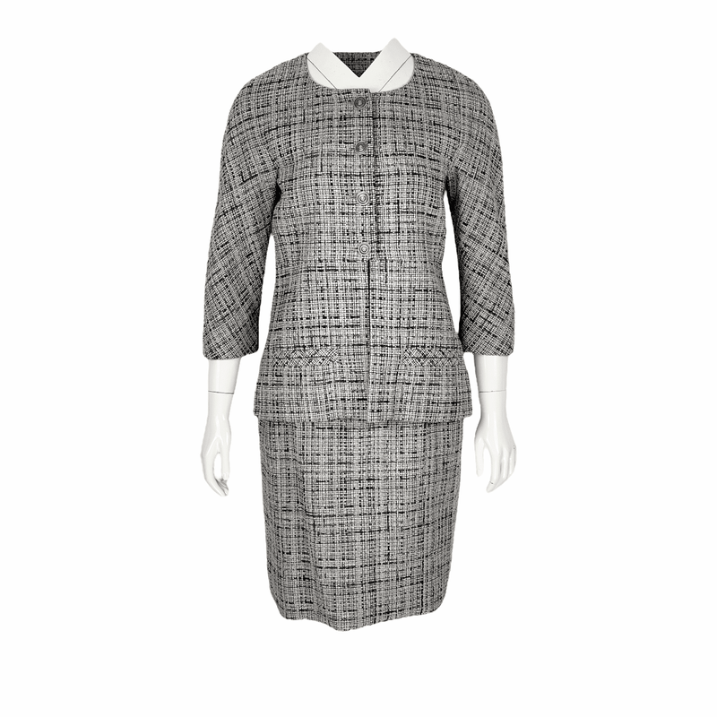 Chanel Gray Blue Striped Skirt Suit 38 - 1