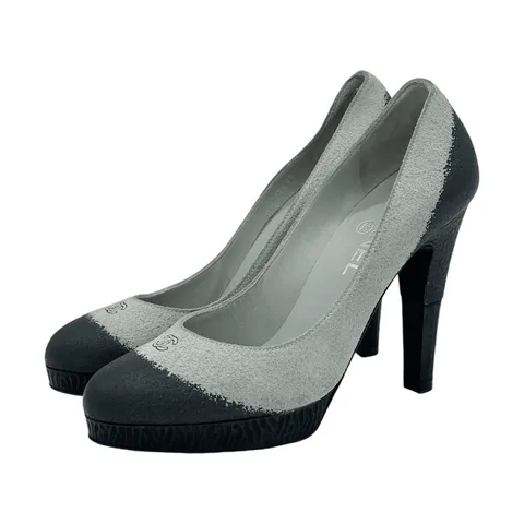 Chanel Grey Black CC Ombre Platform Pumps 37.5 - 1