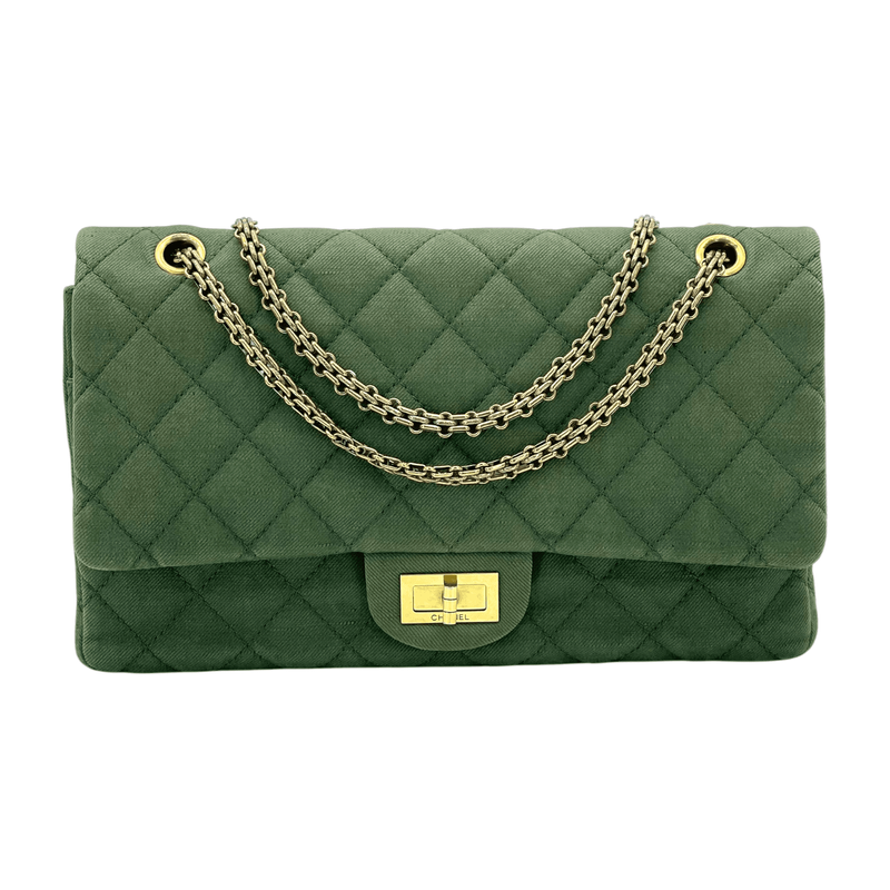 Chanel Khaki Cloth 227 Gold Hardware  Reissue 2.55 Double Flap Bag - 1