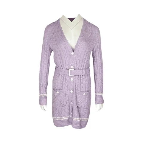 Chanel Lilac Knit 2022 Cardigan Dress 36