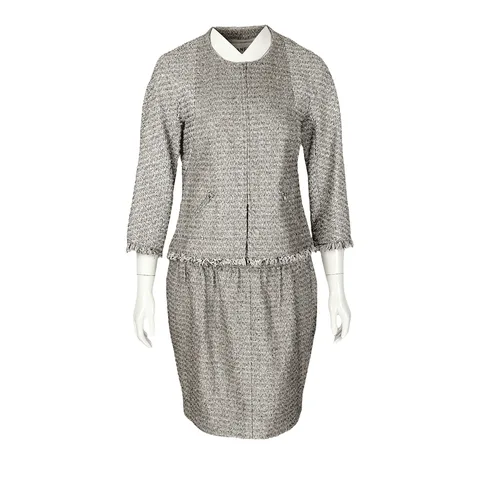 Chanel Multicolor Tweed Zip Jacket 38 Skirt 38 - 1