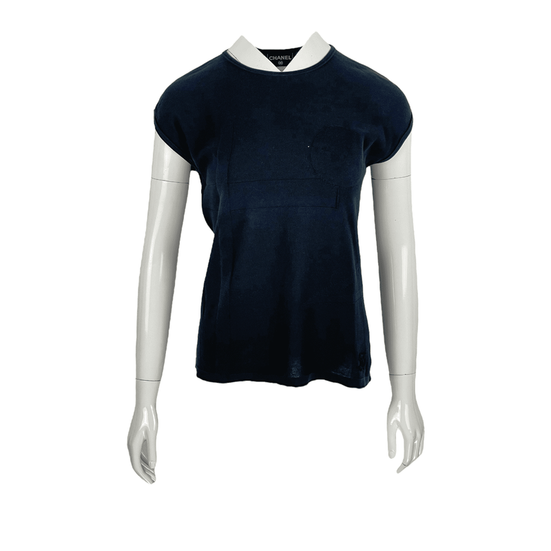 Chanel Navy Blue CC Logo Tshirt 40 - 1