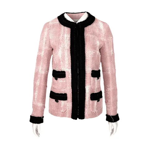 Chanel Pink Black Tweed 2022 Runway 4 Pocket Jacket 36 - 1