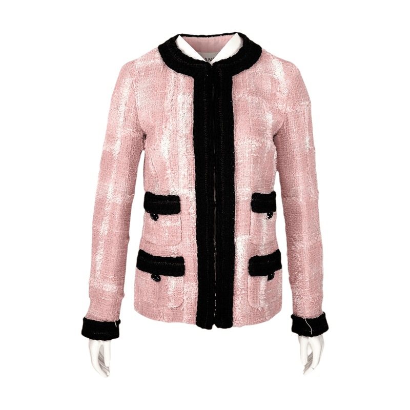 Chanel Pink Black Tweed 2022 Runway 4 Pocket Jacket 36 - 1