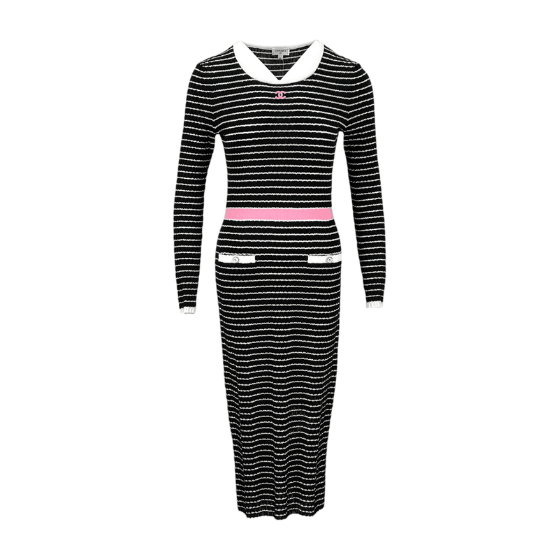 Chanel Pink CC Multicolor Cotton 2024 Maxi Dress 36 - 1