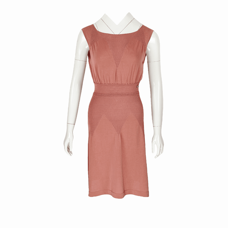 Chanel Pink Crochet Knit Dress 38 - 1