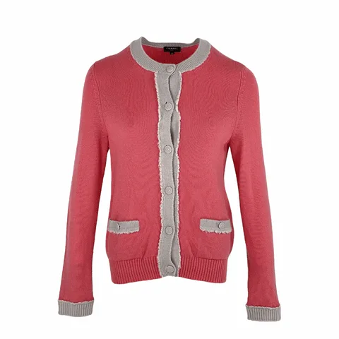 Chanel Pink Grey Wool Cardigan 38 - 1