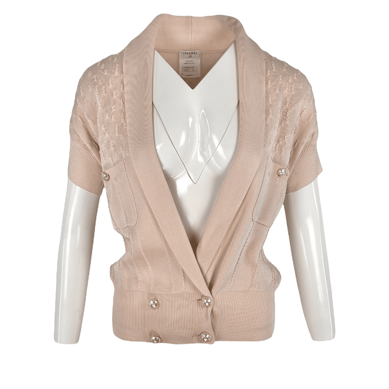 Chanel Pink Pearl Button Details Cardigan 36 - 1