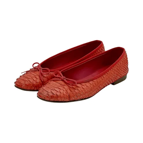 Chanel Red Python CC Ballet Flats 38.5 - 1