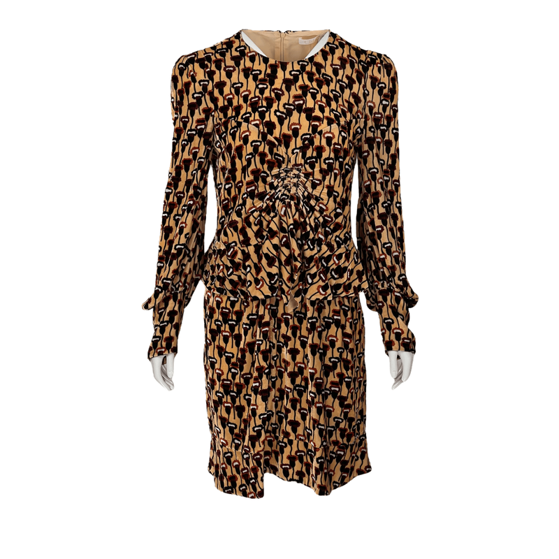 Chloe Multicolor Velvet Poppy Print Dress 38 - 1