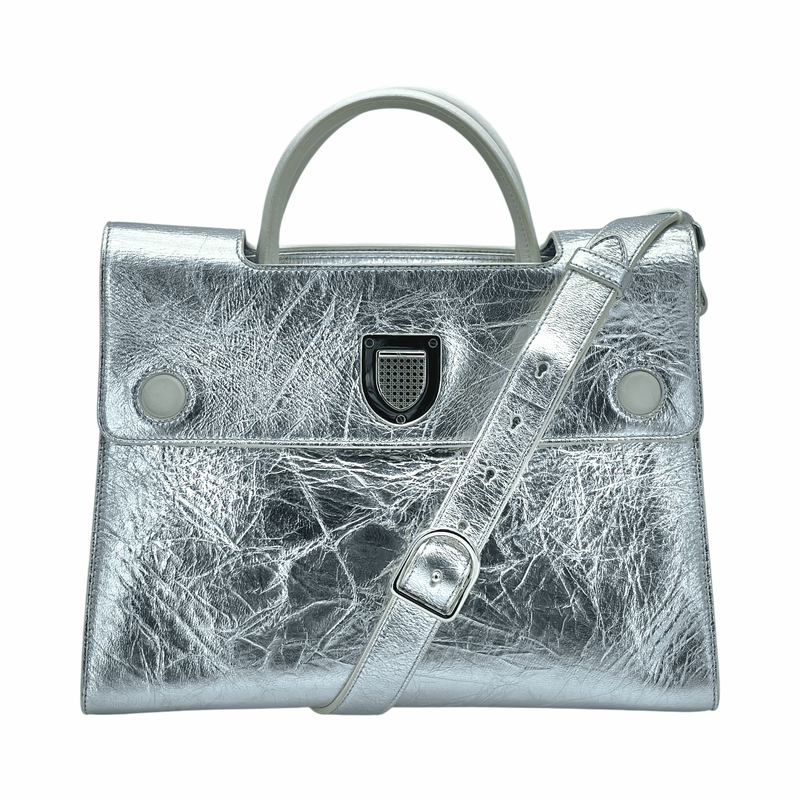 Christian Dior Metallic Silver Calfskin Diorever Tote Bag - 1