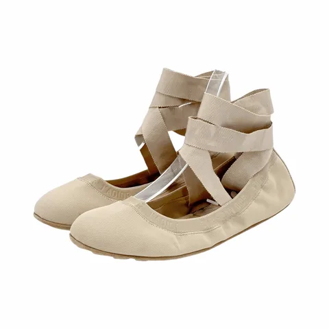 Christian Dior Nude Lace Up Ballerina Flats 39.5 - 1