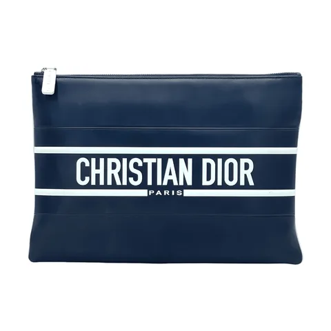 Christian Dior Navy Blue Calfskin Large Dior Vibe Daily Pouch - 1