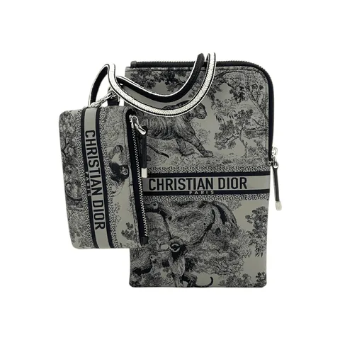 Christian Dior Beige Black Toile De Jouy Technical Fabric Multifunctional Pouch - 1