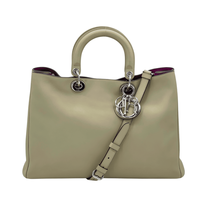 Christian Dior Beige Leather Large Diorissimo Tote Bag - 1