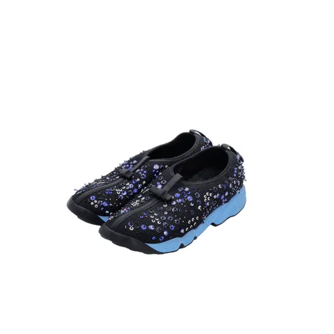 Christian Dior Black Flower Mesh Fabric Fusion Sneakers 37 - 1