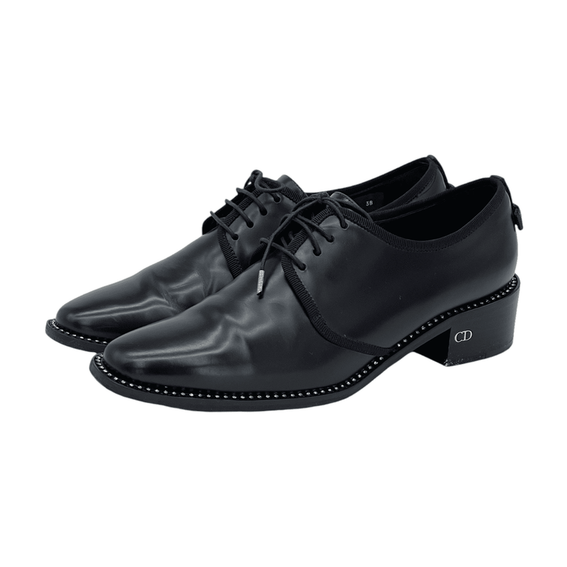Christian Dior Black Leather Tomboy Oxford 38 - 1