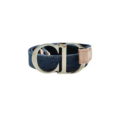 Christian Dior Blue Pink Denim Silver Belt 75 - 1