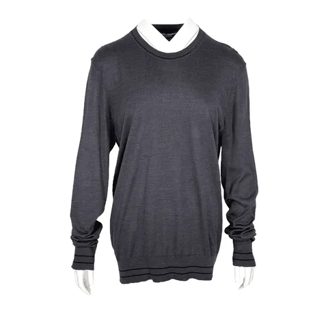 Dolce Gabbana Anthracite Silk Men Sweater IT50