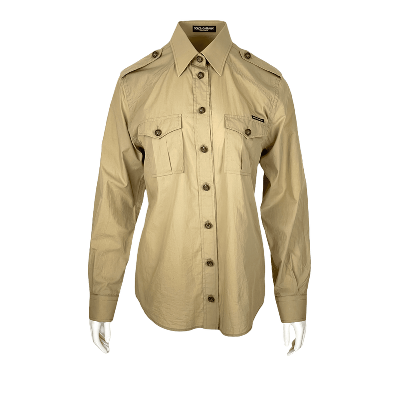 Dolce Gabbana Beige Safari Shirt IT40 - 1