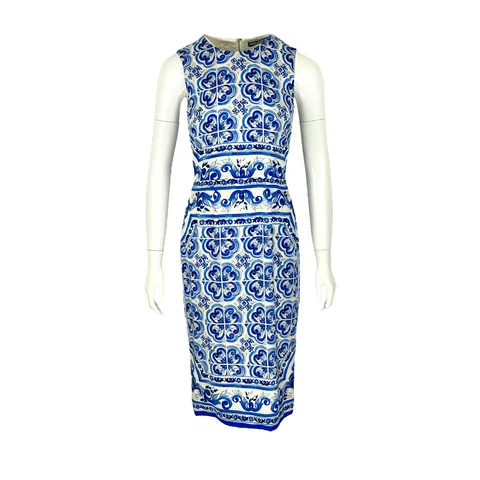 Dolce Gabbana Blue Majolica Print Dress IT40 - 1