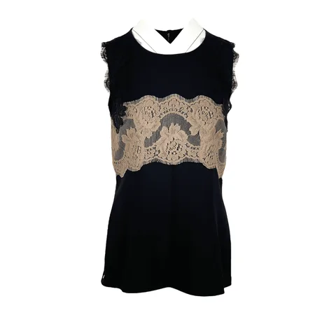 Dolce Gabbana Black Brown Lace Blouse IT46